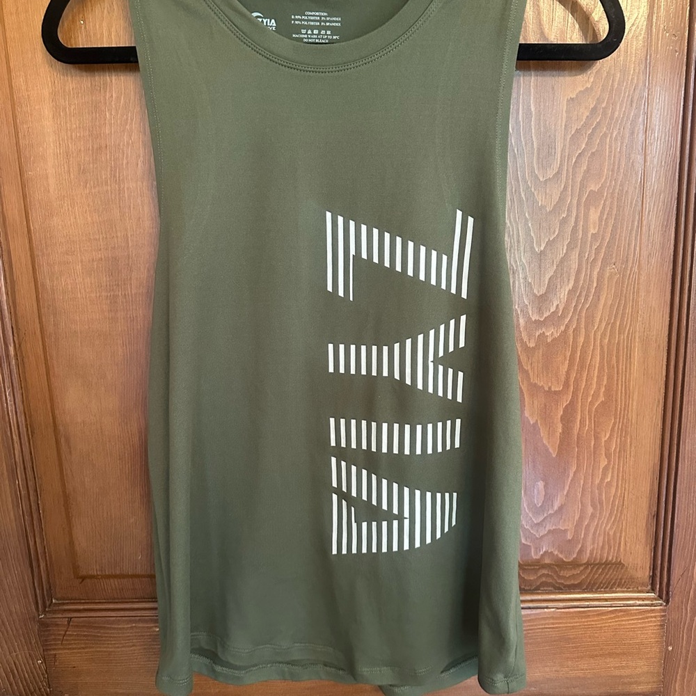 ZYIA Olive Green Crewneck Active Tank with Logo
